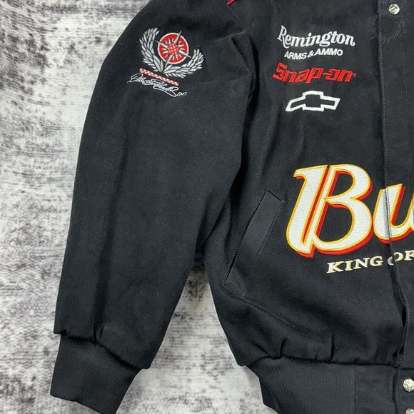 JH Design Dale Earnhardt Jr Budweiser NASCAR Jacket Small Black Bud Winston Cup - Picture 4 of 9